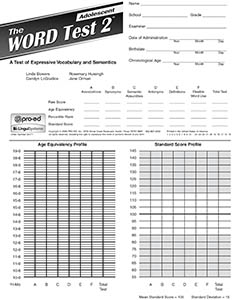 Picture of Word Test-2 Adolescent Test Forms (20)