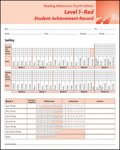 Picture of Reading Milestones-Fourth Edition, Level 1 (Red) Student Achievement Record (10 Pack)