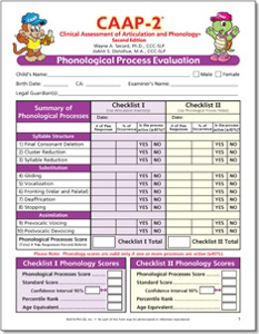 caap phonological process evaluation forms record articulation clinical phonology assessment examiner manual