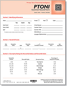 Picture of PTONI Examiner/Record Forms