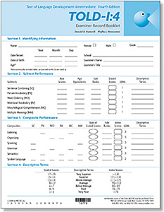 Picture of TOLD-I:4 Examiner/Record Form (25)