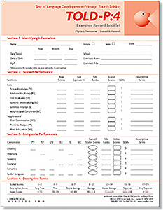 Picture of TOLD-P:4 Examiner Record Forms (25)