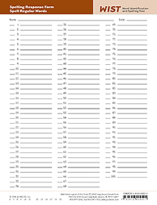 Picture of WIST Spelling Response Forms (50)
