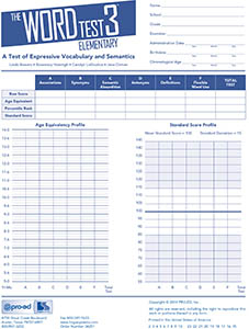Picture of Word Test 3 Elementary forms