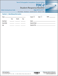 Picture of TOC-2 Student Response Booklets (25) Ages 8-0 to 24-11