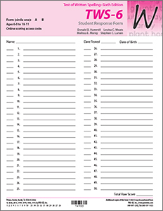 Picture of TWS-6 Student Response Forms (50) with Access Code